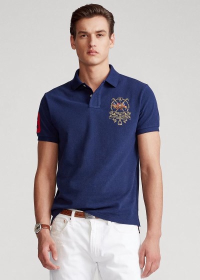 Polo Ralph Lauren Custom Slim Triple-Pony Polo Herre Danmark (RBZCF7048)